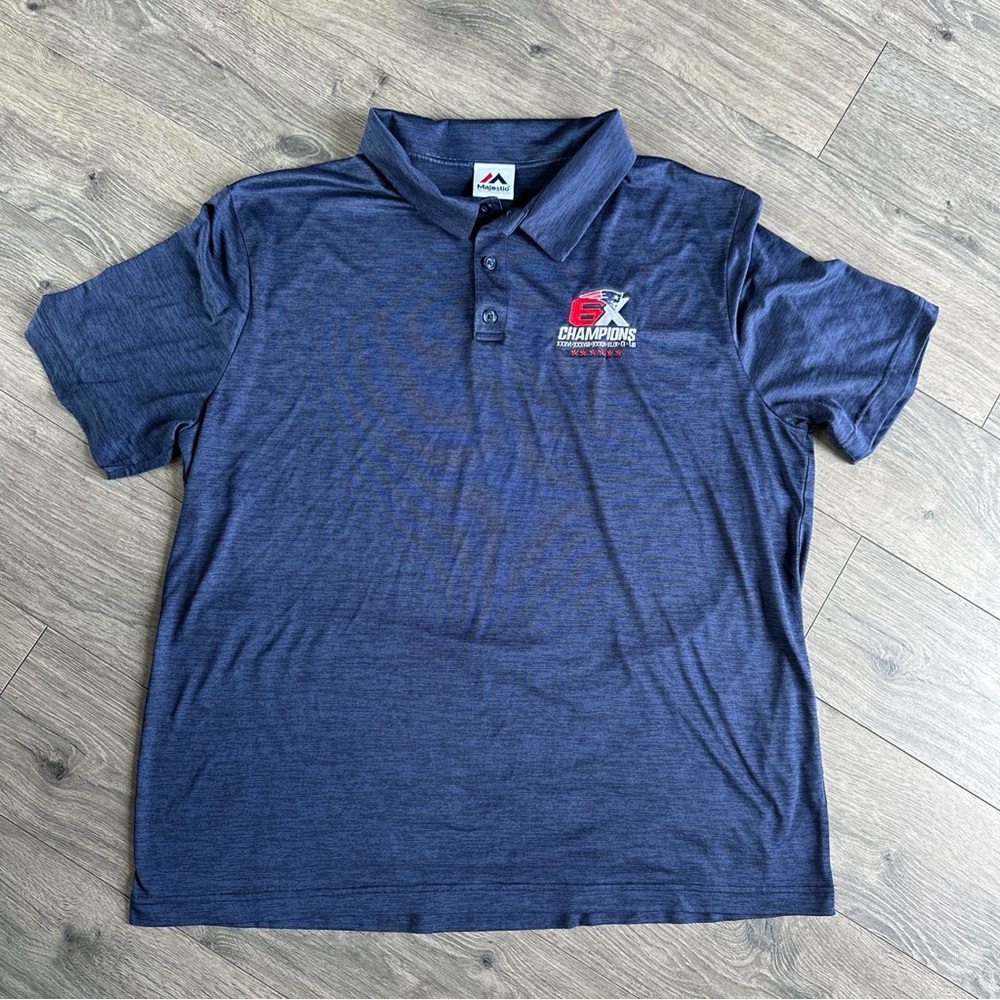 New England Patriots Shirt Men XXL 6x Champions NFL Football Short Sleeves Polo